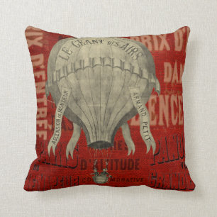 Steampunk Hot Air Ballon Ride Graphic Fonts in Red Cushion