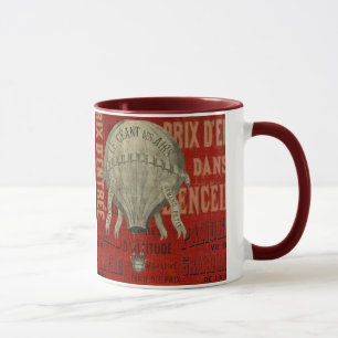 Steampunk Hot Air Ballon Ride Graphic Fonts in Red Mug