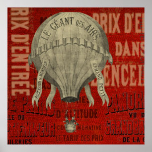 Steampunk Hot Air Ballon Ride Graphic Fonts Poster