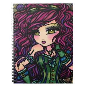 Steampunk Hot Air Balloon Girl Fantasy Art Notebook