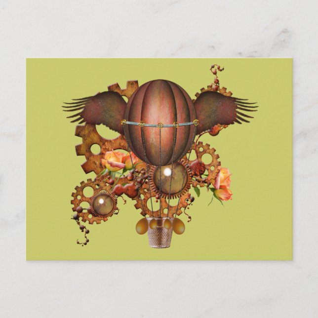 Steampunk Hot Air Balloon Postcard (Front)
