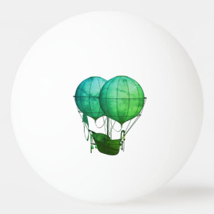 Steampunk Hot Air Balloons with Ship Green Ping Pong Ball
