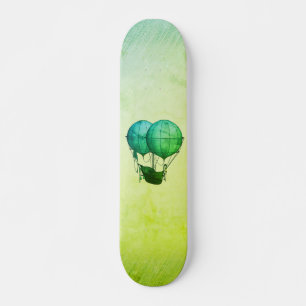 Steampunk Hot Air Balloons with Ship Green Skateboard
