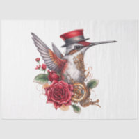 Steampunk Hummingbird with Red Hat and Clockwork