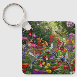 Steampunk Hummingbirds Key Ring