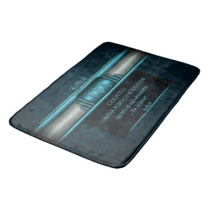 Steampunk, ice-blue on teal sprockets bath mat
