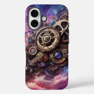 Steampunk Industrial Clockwork Purple and Pink iPhone 16 Case