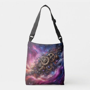 Steampunk Industrial Clockwork Purple and Pink Crossbody Bag