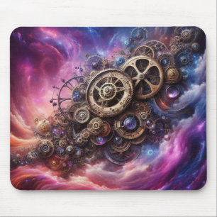 Steampunk Industrial Clockwork Purple and Pink Mouse Pad