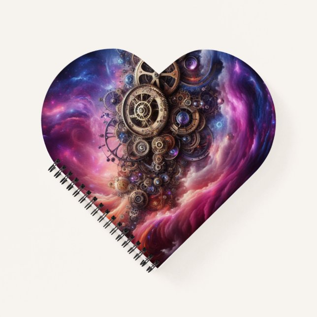 Steampunk Industrial Clockwork Purple and Pink Notebook (Front)