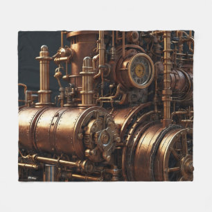 Steampunk Industrial Engine Fleece Blanket