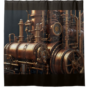 Steampunk Industrial Engine Shower Curtain