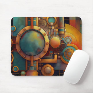 Steampunk Industrial Geometry Art Mouse Pad