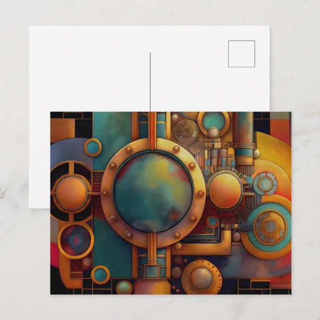 Steampunk Industrial Geometry Art Postcard (Front/Back)
