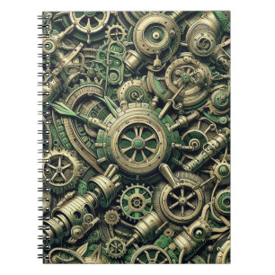 Steampunk Industrial Green Clockwork Gears Notebook