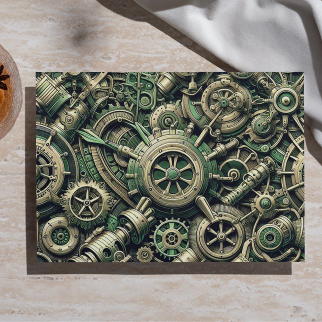 Steampunk Industrial Green Clockwork Gears Tissue Paper (Creator Uploaded)