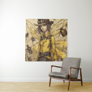 Steampunk Insect Lady Tapestry