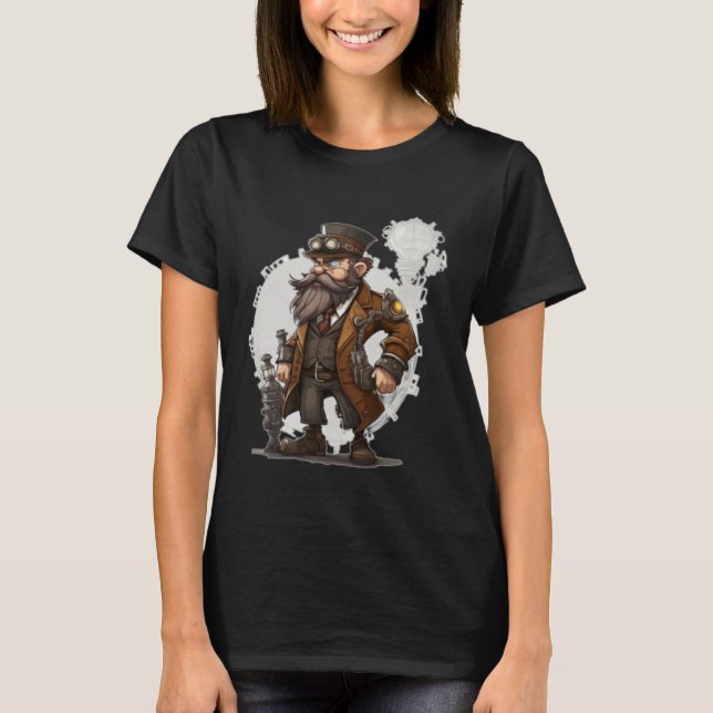 Steampunk Inventor Retro Scifi Mechanical Gear Cos T-Shirt (Front)