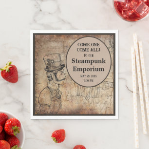 Steampunk Inventor Top Hat Personalised Event Napkin
