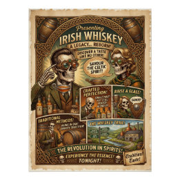 Steampunk Irish Whiskey "A Legacy Reborn" Premium Poster