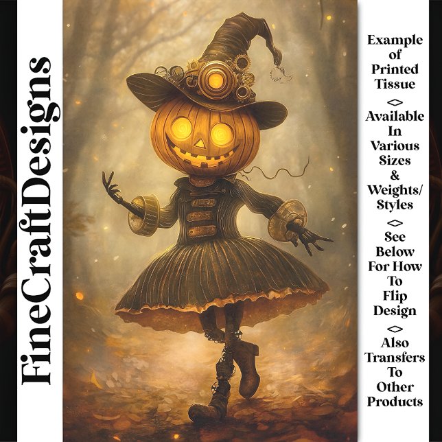 Steampunk Jack Lantern Female Witch AB1 Decoupage Tissue Paper (Creator Uploaded)