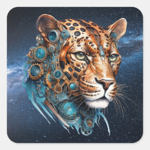 Steampunk Jaguar Square Sticker