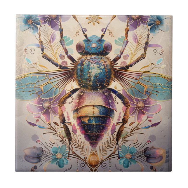 Steampunk Jewel Beetle Fantasy Art (1) Ceramic Tile (Front)