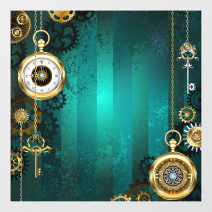 Steampunk Jewellery Watch on a Green Background