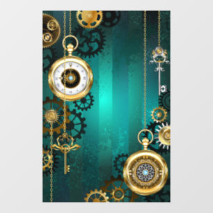 Steampunk Jewellery Watch on a Green Background