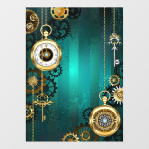Steampunk Jewellery Watch on a Green Background