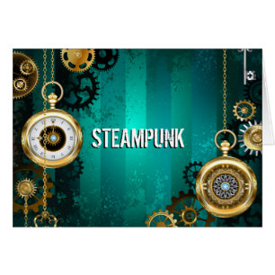 Steampunk Jewellery Watch on a Green Background