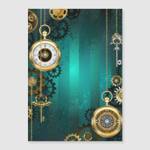 Steampunk Jewellery Watch on a Green Background