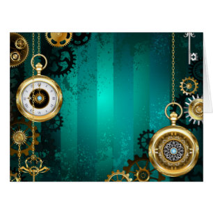 Steampunk Jewellery Watch on a Green Background