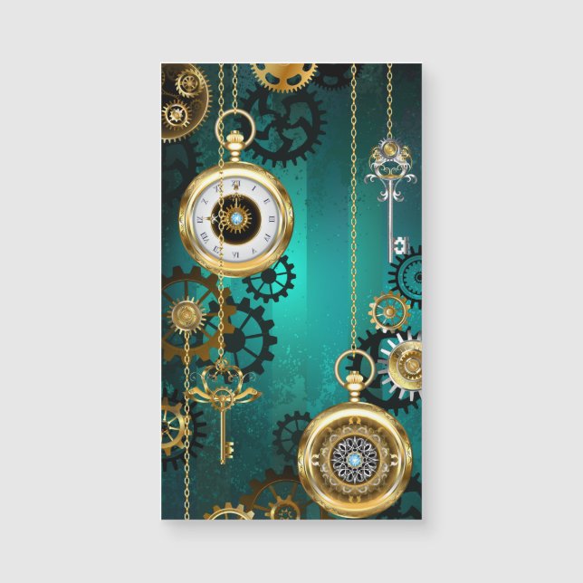 Steampunk Jewellery Watch on a Green Background (Front)
