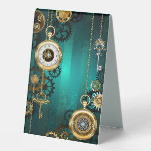 Steampunk Jewellery Watch on a Green Background
