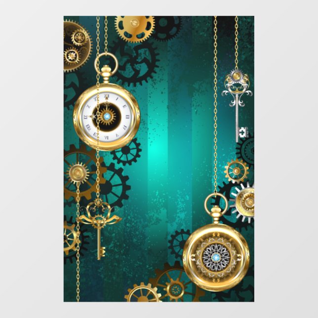 Steampunk Jewellery Watch on a Green Background (Sheet)