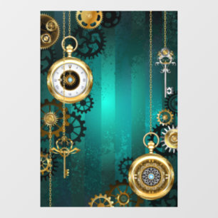 Steampunk Jewellery Watch on a Green Background