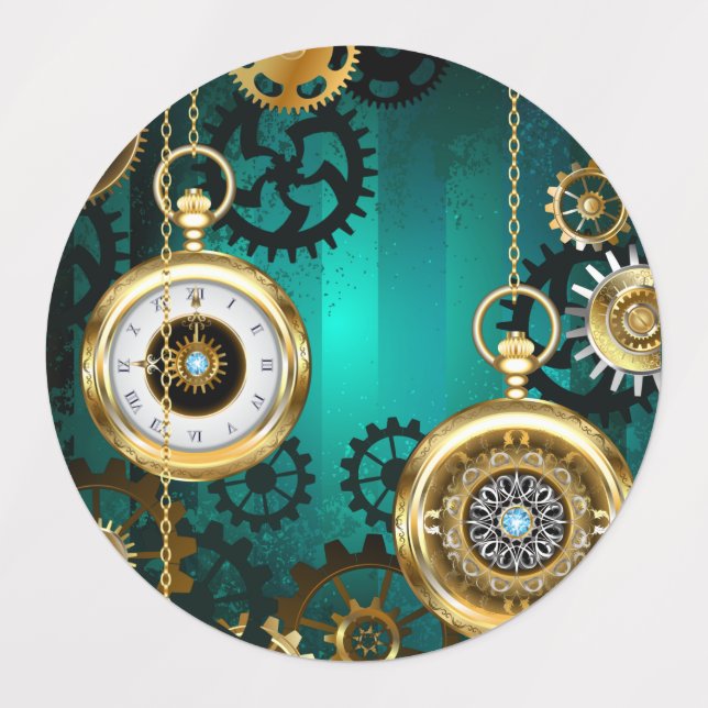 Steampunk Jewellery Watch on a Green Background (Design 1)