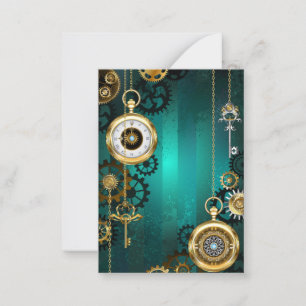 Steampunk Jewellery Watch on a Green Background Advice Card