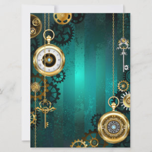 Steampunk Jewellery Watch on a Green Background Announcement