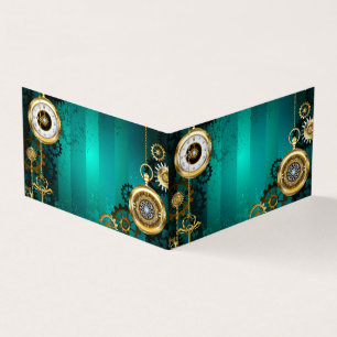 Steampunk Jewellery Watch on a Green Background Business Card