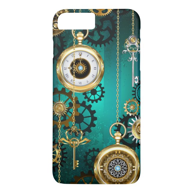 Steampunk Jewellery Watch on a Green Background Case-Mate iPhone Case (Back)