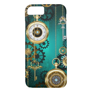 Steampunk Jewellery Watch on a Green Background iPhone 8/7 Case