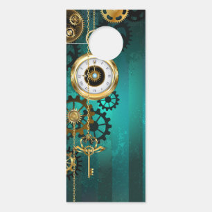 Steampunk Jewellery Watch on a Green Background Door Hanger
