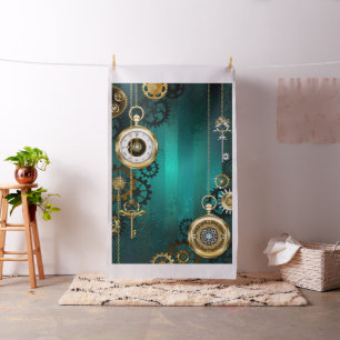 Steampunk Jewellery Watch on a Green Background Fabric