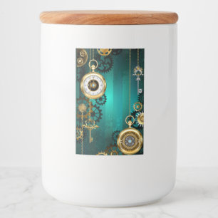 Steampunk Jewellery Watch on a Green Background Food Label