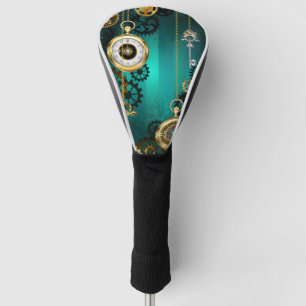 Steampunk Jewellery Watch on a Green Background Golf Head Cover