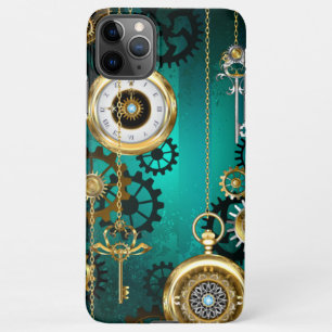 Steampunk Jewellery Watch on a Green Background iPhone 11Pro Max Case