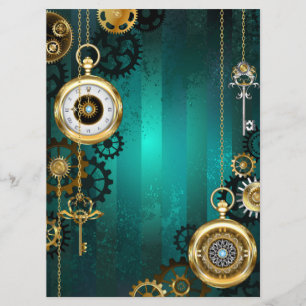 Steampunk Jewellery Watch on a Green Background Menu