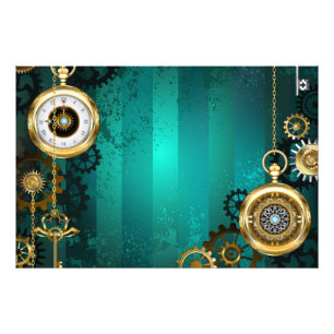 Steampunk Jewellery Watch on a Green Background Photo Print